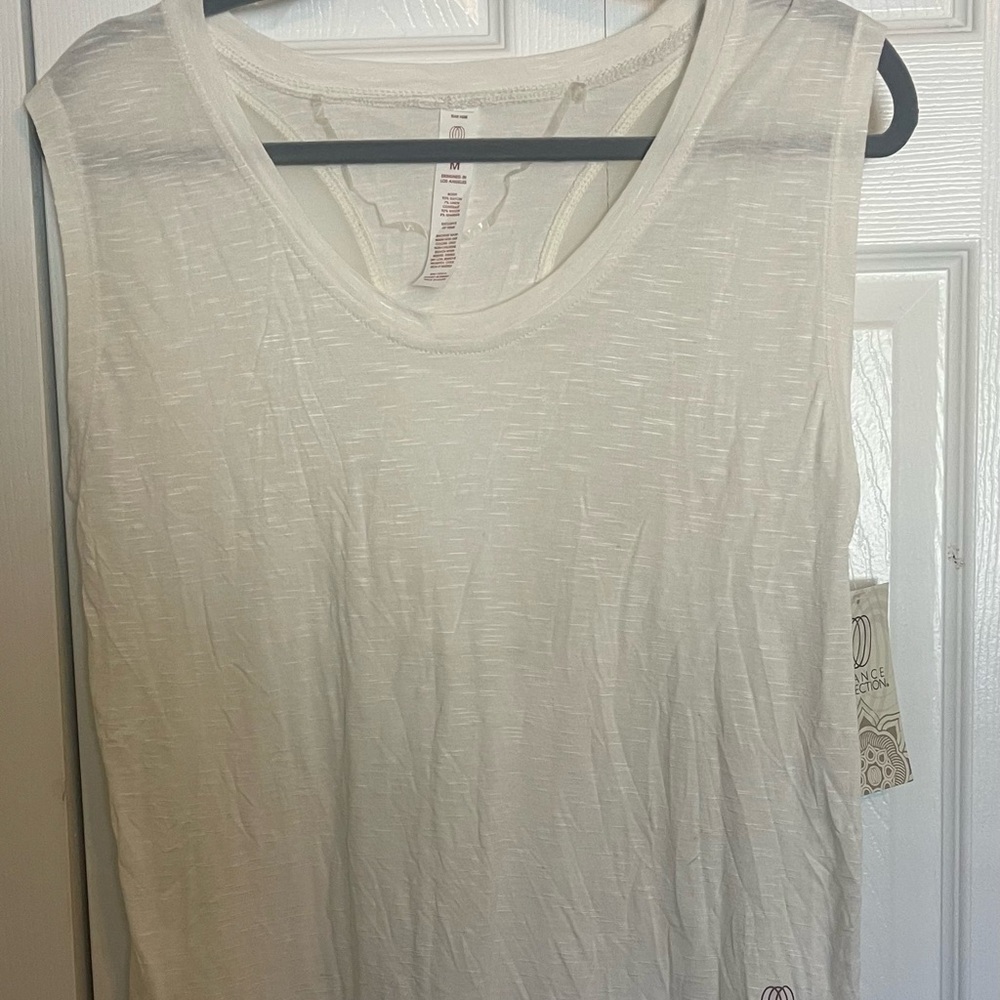 Balance Collection White Sleeveless Muscle Tee